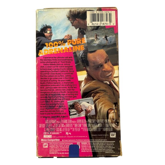 Point Break VHS Movie 1991 Action Film Patrick Swayze Keanu Reeves Used - Picture 2 of 8